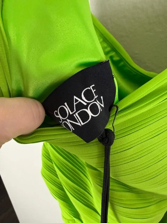 Solace London Adira Pleated Maxi Dress in Green - Picture 10 of 11